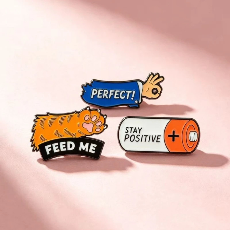 European American Style Metal Brooch English Double Letter Design Fashion Creative Gesture Badge Pin Gift DIY Clothing Bags Hat