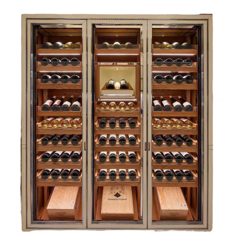 custom.Factory Customized Stainless Steel Display Cabinet Red Wine Cooler and Showcase Rack with Constant Temperature Control