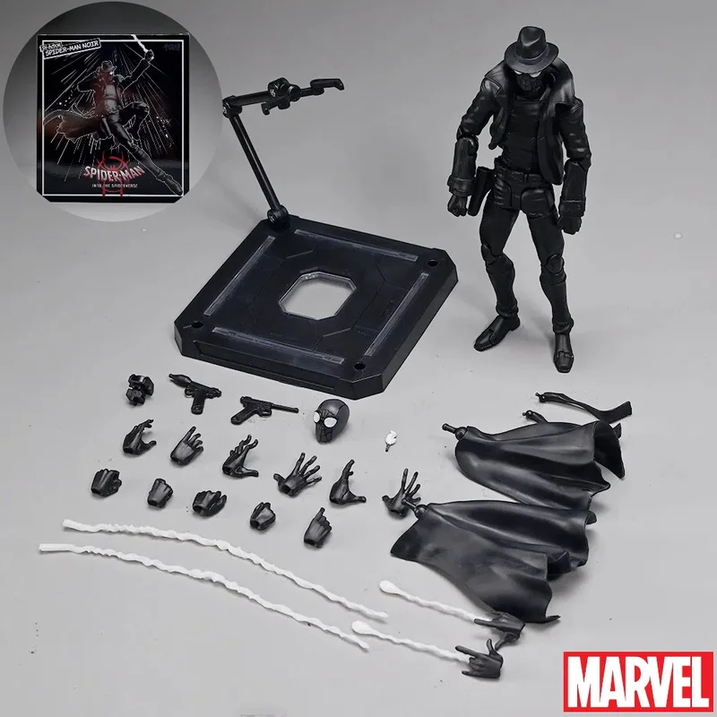 Marvel Spider Man Noir Peter Parker Ultimate Spider Man Earth-90214 Darkness Black Legend Shf Toys Action Figure Model Kids Gift