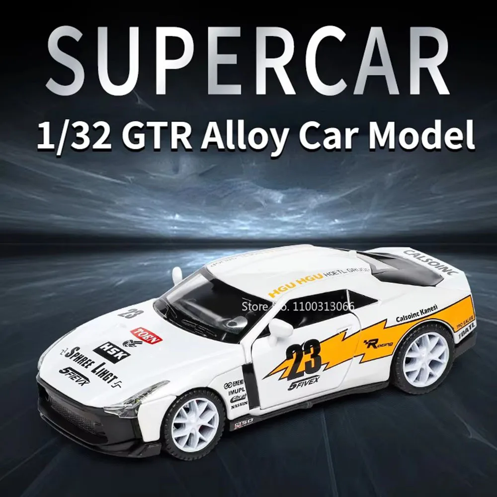 1:32 Nissan GTR50 Alloy Cars Miniature Models Toys Sport Car with Sound Light Pull Back Vehicle Model for Adult Collection Gifts