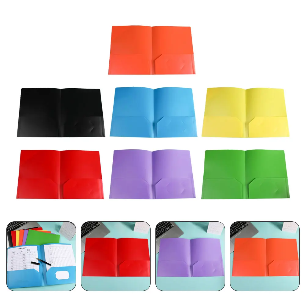 

7pcs Elegant File Folders With Pockets School Supplies File Document 2-Pocket Binder Papers Folder Reusable Organizer for Office