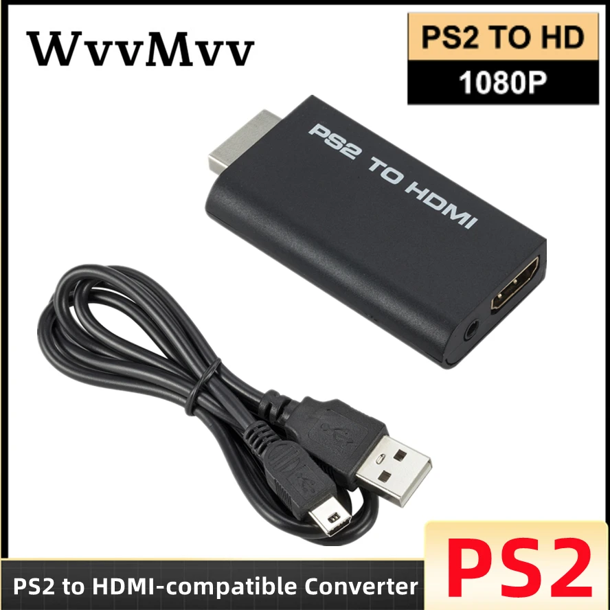 Convertidor compatible con PS2 a HDMI, adaptador de interfaz de transmisión de conversión de vídeo Full HD 1080P, consola de juegos a proyector de TV HD