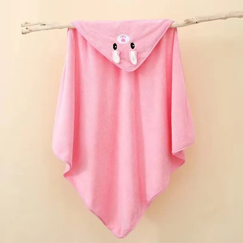 0-3Y Baby Shower Unisex Baby Bathrobe Flannel Cloak Cartoon Boy Girl Ultra-Soft Hooded Spa Robe Bath Towel Newborn Cover-Up