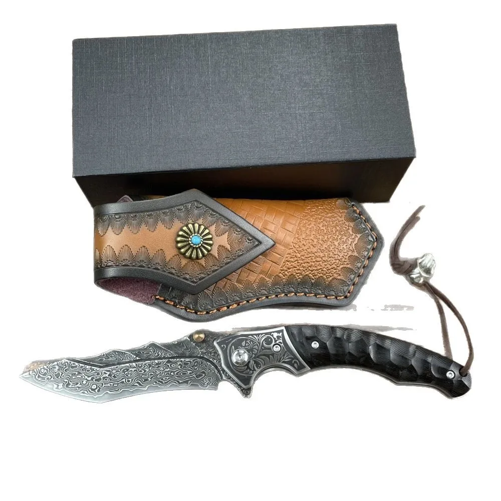 VG10 Damascus steel  knife, high hardness, sharp, portable outdoor  knife, high-end collectible knife, fruit knife