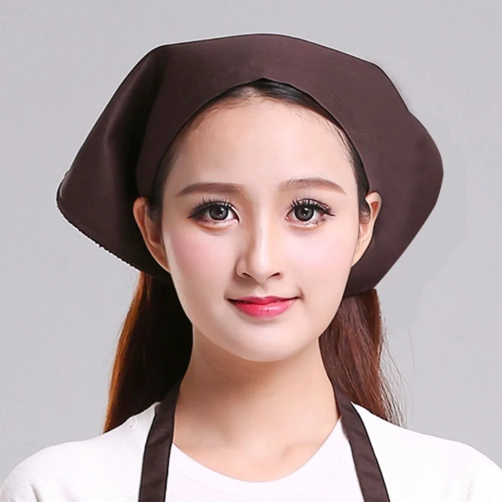

Simple Cotton Triangle Kitchen Work Cap Unisex Solid Color Waitress Hat Adjustable Work Turban Hat Kitchen