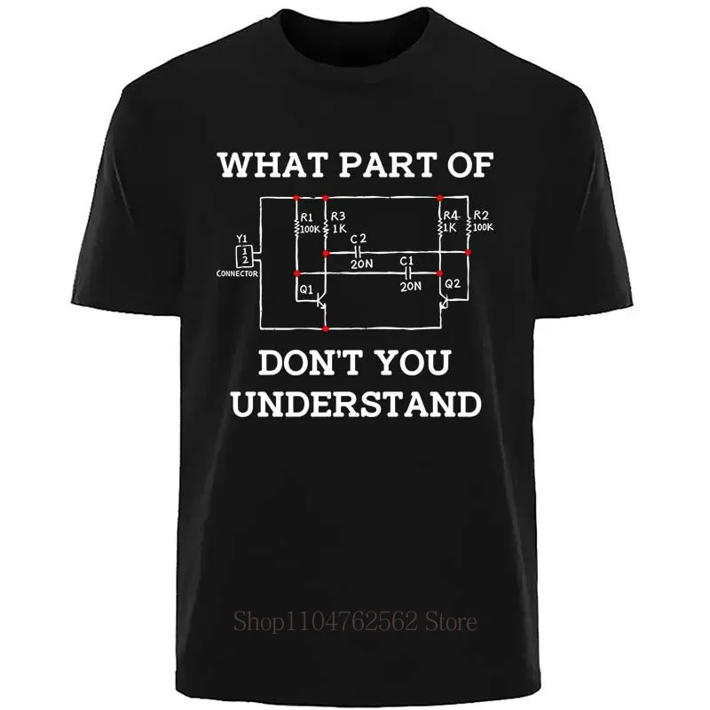 T-shirt imprimé ingénieur électricien pour hommes, décontracté, mode minimaliste, style punk, col rond, manches courtes, en coton, été