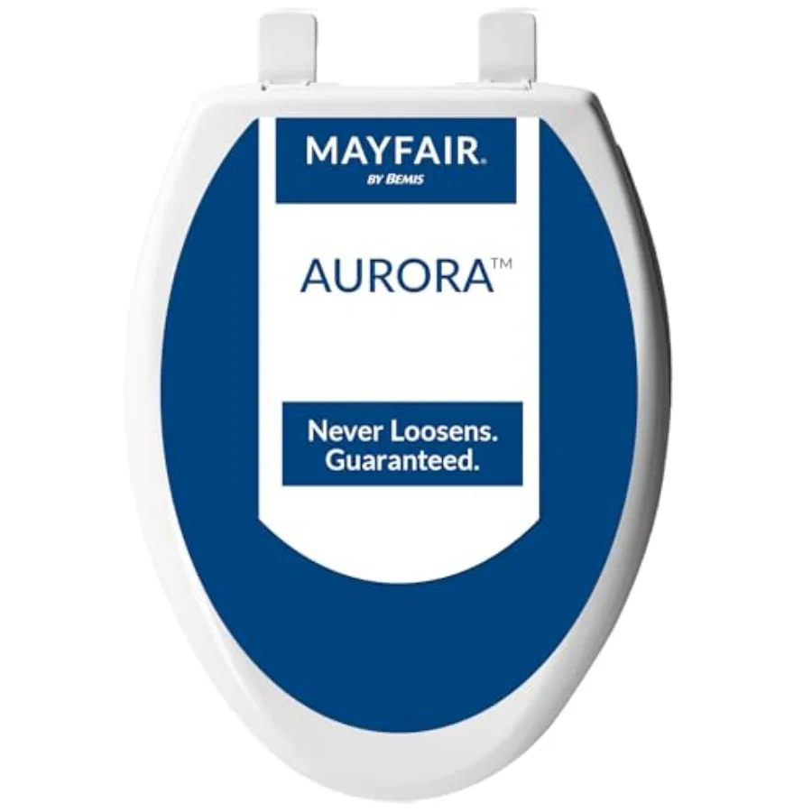 

Сиденье для унитаза Aurora с плавным закрыванием, легкоочищаемые петли и регулируемое идеальное прилегание, пластиковое сиденье, сделано в США, белое.