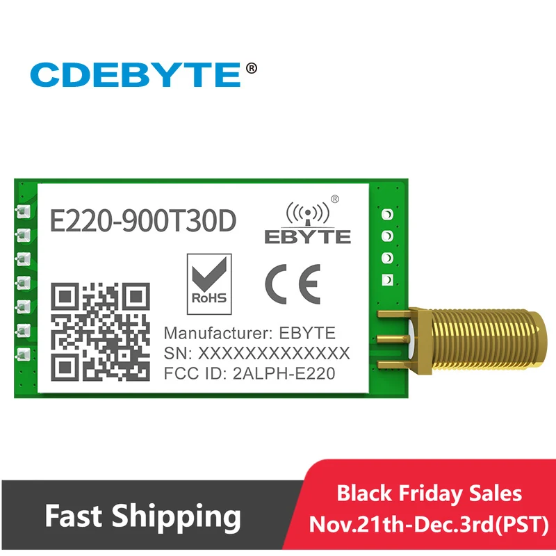 

Беспроводной модуль LoRa 868 МГц 915 МГц LLCC68 30 дБм дальнего действия 10 км RSSI CDEBYTE E220-900T30D SMA-K UART передатчик-приемник SEMTECH
