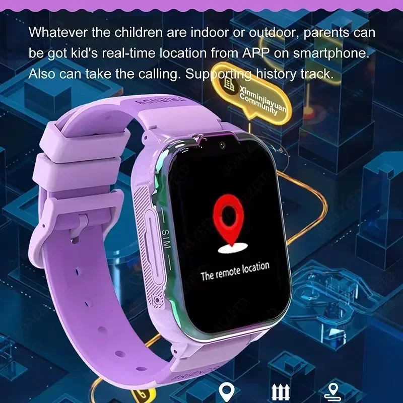 2024 New 4G Kids Smartwatch - SIM Enabled. GPS History Location. HD Video Call Camera. SOS. Waterproof LBS Tracker Stylish Safe.