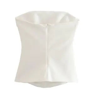 Traf-Blusa Kein Griff Handloser Frauen, Frauenoberteile, Reißverschluss, Straßenkleidung, schicker Panzer, Sommermode, neu 12 Hauptverkaufsbluse Reißverschluss - №2