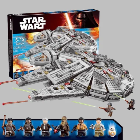 In Stock 1381 Pcs Space Millennium War Ship Spacecraft Set Falcon Alien 75105 Figure Model Building Blocks Bricks Toy Gift