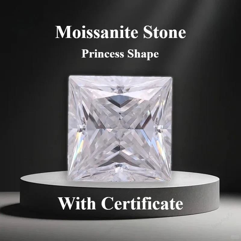 

Moissanite Stone Princess Shape D Color VVS1 Lab Grown Gemstone for DIY Ring Necklace Earrings Main Materials with Certificate