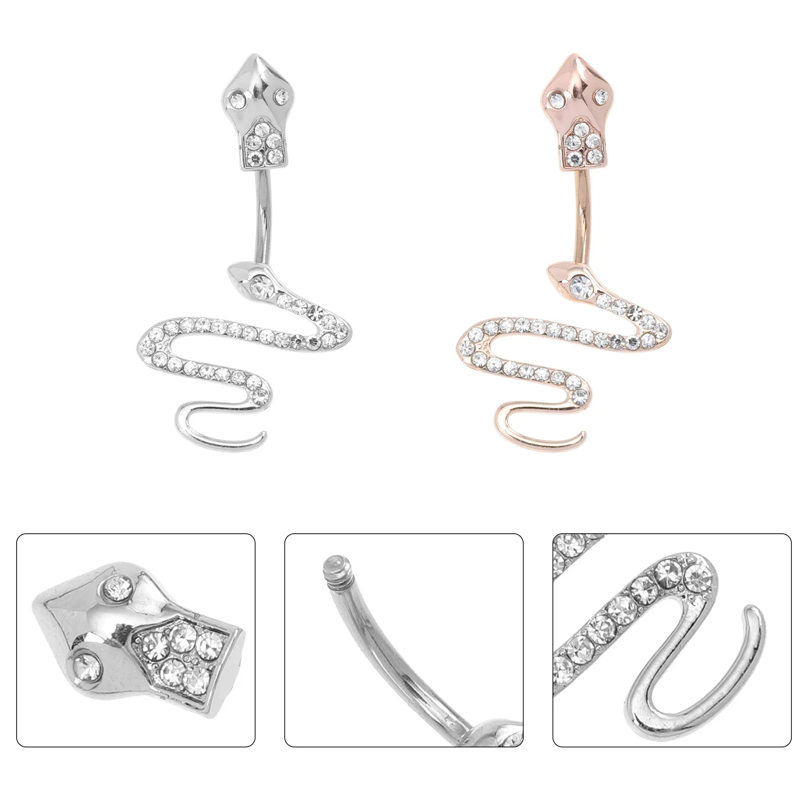 

2 Pcs Belly Ring Ornament Fake Piercing Surgical Stainless Button Hoop Bellybutton Jewelry Navel Decorate