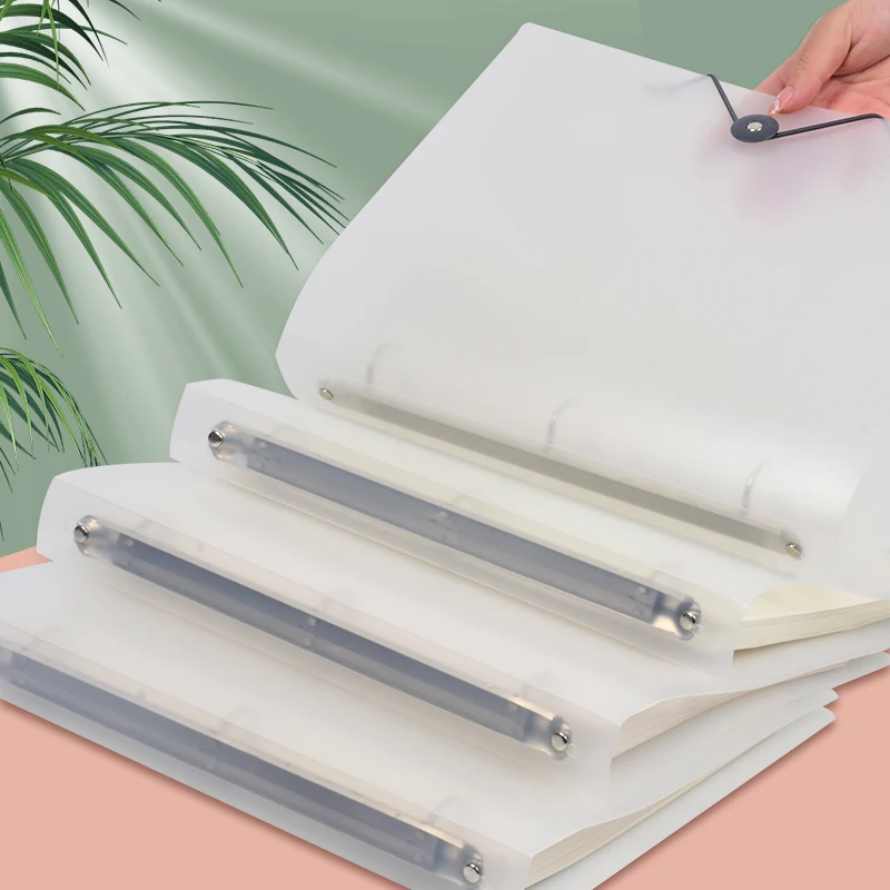 3Pcs Frosted Transparent A4 Loose Leaf Binder 3 Hole Punchless Snap Button File Folder Office School Document Storage Organizer