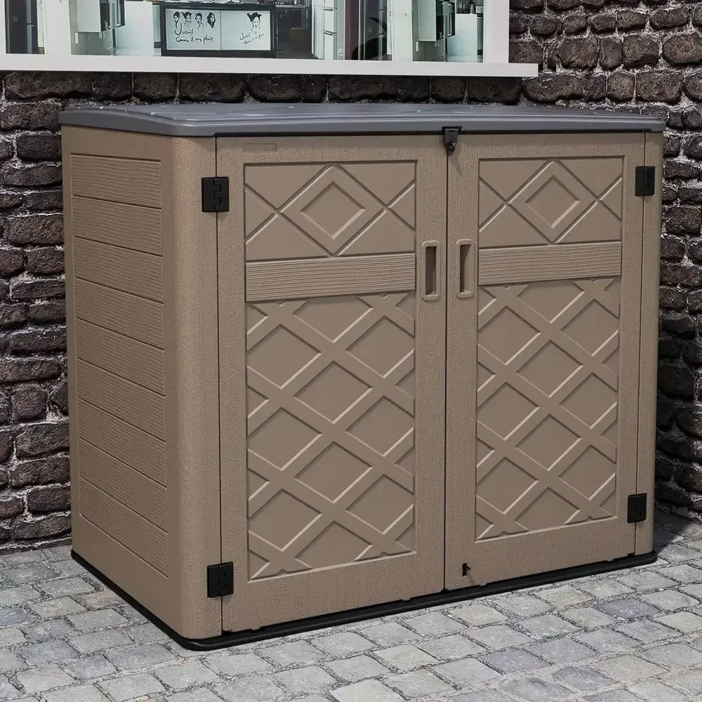 Weatherproof Outdoor Storage Cabinet for Multi-Purpose Use, Bikes, Lawnmower, and Garden Tools