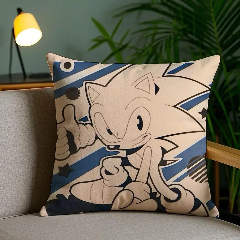 Cartoon S-SonicS Kissenbezug, Plüschstoff, weich, doppelseitig bedruckt, für Sofa, Schlafzimmer, Heimdekoration, feines Geschenk, Kissenhülle – Detail 11