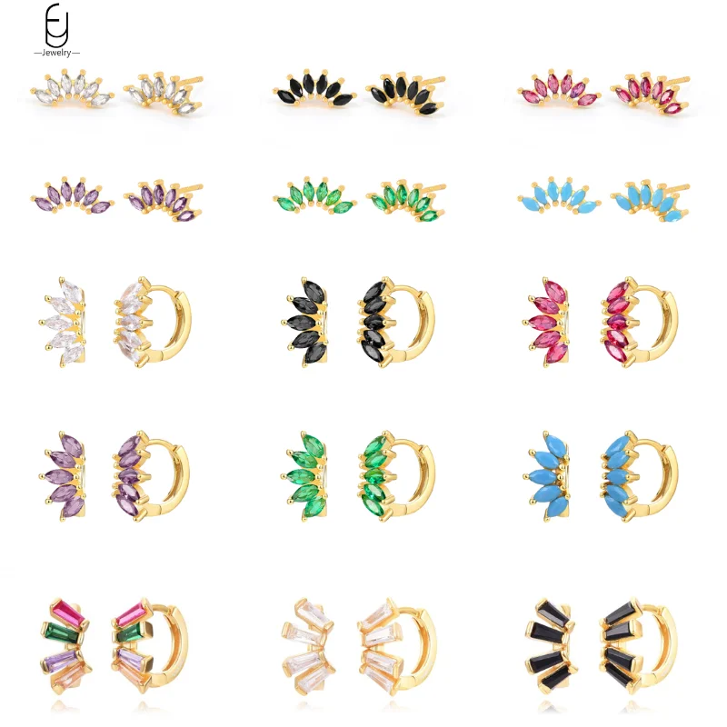 

925 Sterling Silver Ear Needle Fashion Flower Stud Earrings for Women Colorful Crystal Hoop Earrings Luxury Jewelry Accessories