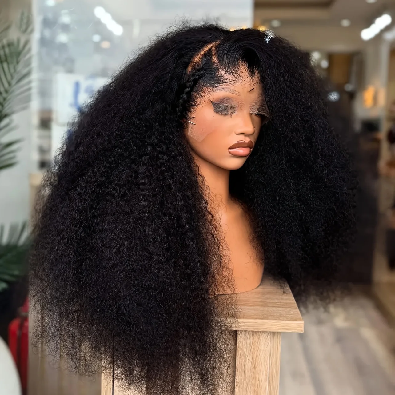 شعر مستعار ناعم 26 بوصة 180 كثافة طويل غريب مجعد طبيعي أسود عميق باروكة أمامية من الدانتيل للنساء شعر أطفال اصطناعي بدون صمغ مقطوف مسبقًا يوميًا #2