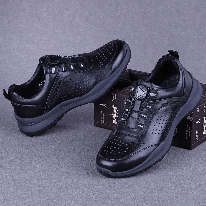 2024 New Summer Golf Shoes for Unisex Black Leather Golf Training Man Breathable Hole Sport Shoes Men Quick Lacing Gym Sneakers