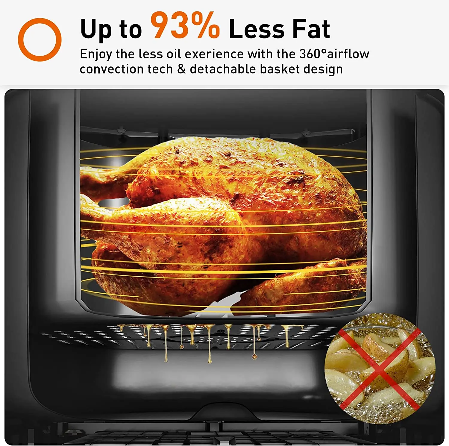 JOYOUNG Nồi Chiên Không Dầu Air Fryer 5.8 Quai Nồi Chiên Không Dầu Air Fryer Tùy Chỉnh Thông Minh Chương Trình Nấu 13 Trong 1 Kỹ Thuật Số Màn Hình Cảm Ứng Không dính Nồi Chiên Không Dầu Air Fryer Rổ