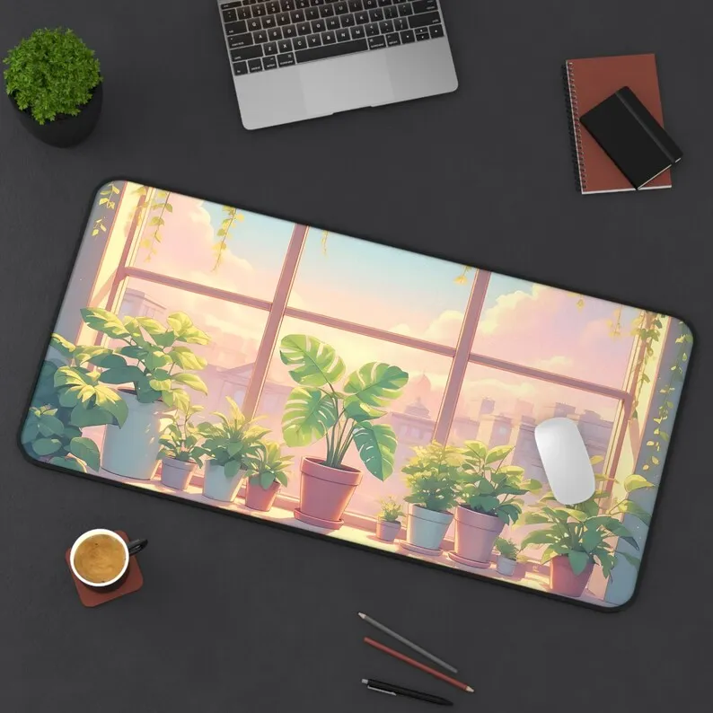 Plant Lover Desk Mat, Non-slip and Waterproof Gaming Mouse Pad,a Cute and Attractive Desktop Protector,perfect Gift for Friends.