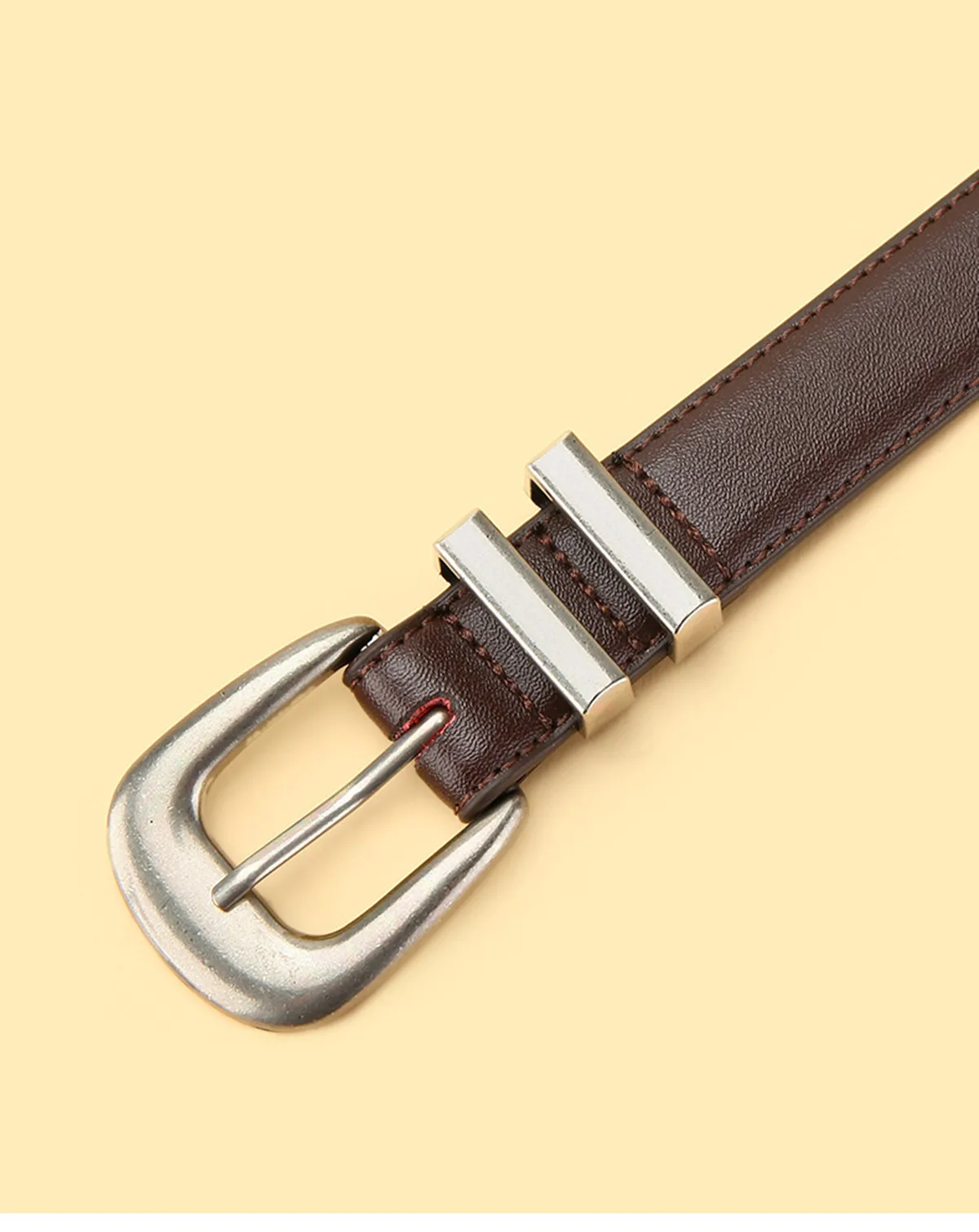 Unisex Vintage Echtleder-Gürtel aus Rindsleder mit Schwarz-Silberner Schnalle, Modisches Accessoire für Männer und Frauen, Geeignet für Jeans – Detail 15