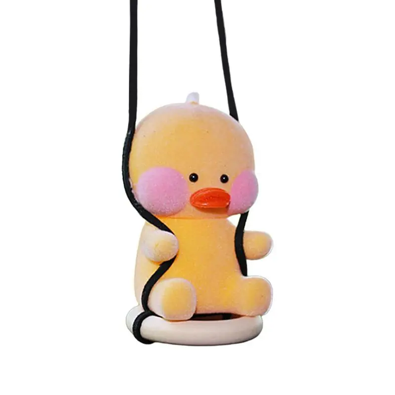 Anime Swing Duck Car Decor Rearview Mirror Pendant Wearing A Hat Swinging Duck Car Hangings Ornament For Backpack Home Door