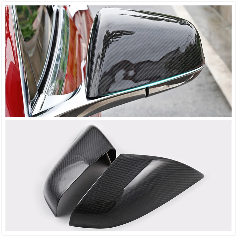 Car Rear View Mirror Cover For  Model S 2012-2017 Glossy Carbon Fiber Add On Exterior Side Reverse Shell Rearview Cap Case