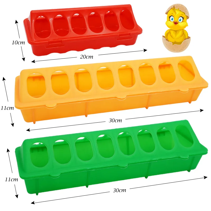 1 Pc Double Row Plastic Flip-Top Poultry Bird Feeder Ground Chicken Bird Feeder Trough Pheasant Feeding Bucket Quality Chick