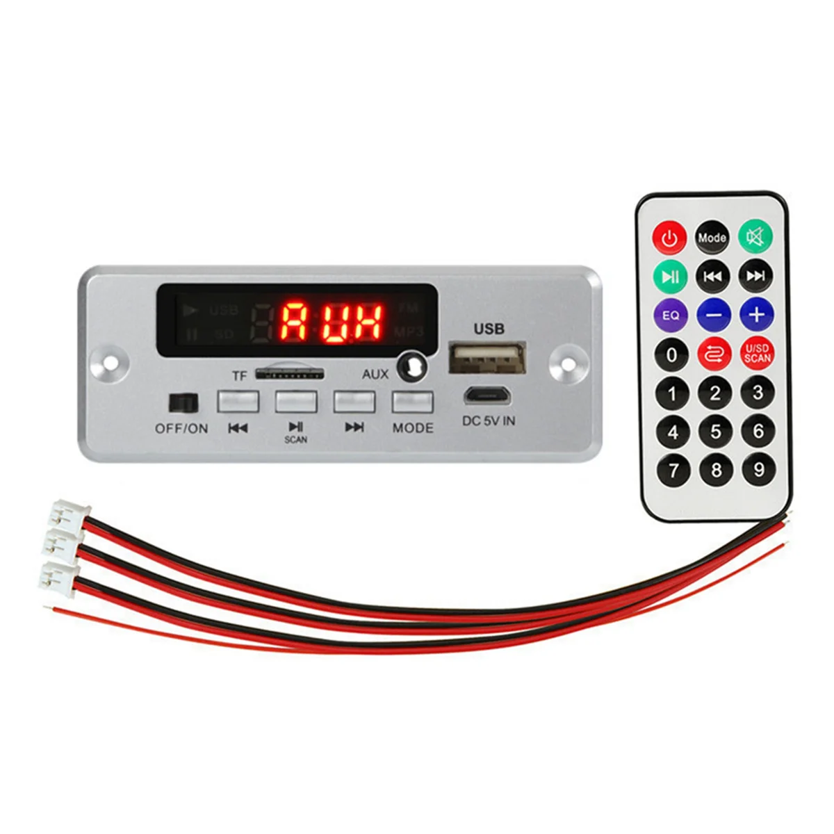 12V Bluetooth MP3 Decoder Board 50W Amplifier DIY Home Digital Audio Module USB for Speaker Handsfree Silver