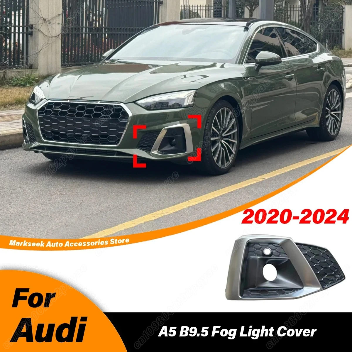 

Для Audi A5 B9.5 2020 2021 2022 2023 2024 Автомобильный передний бампер, нижняя противотуманная фара, решетка, нижняя сетчатая защитная крышка, комплект кузова
