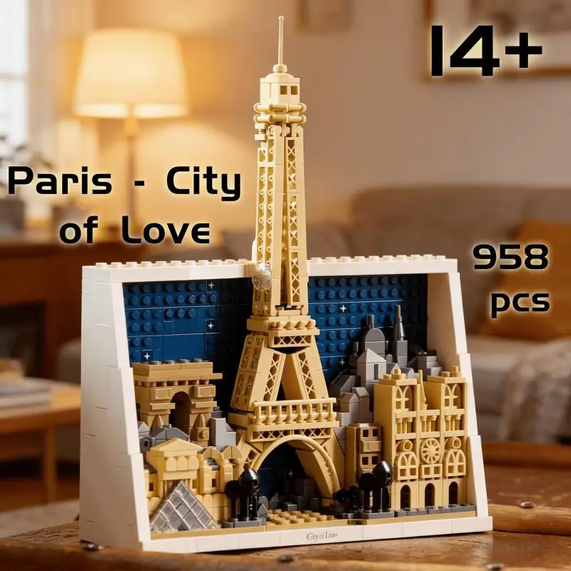 

2026 New Souvenir Love City Paris 21064 Home Decoration Set Building Block Puzzle Model 958 Pcs The Toy For Birthday Gifts