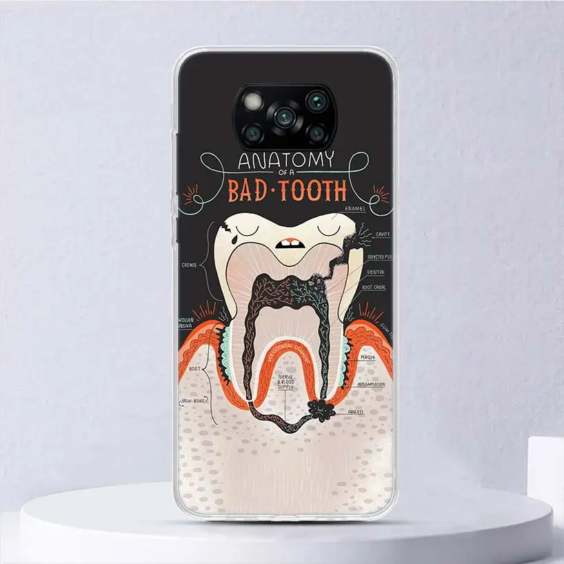 Wisdom Teeth Dentist Tooth Soft Case For Xiaomi Poco X6 X5 X4 X3 Nfc F6 F5 Pro Phone Cover F4 Gt F3 F2 F1 M5S M4 M3 M5 Funda Coq