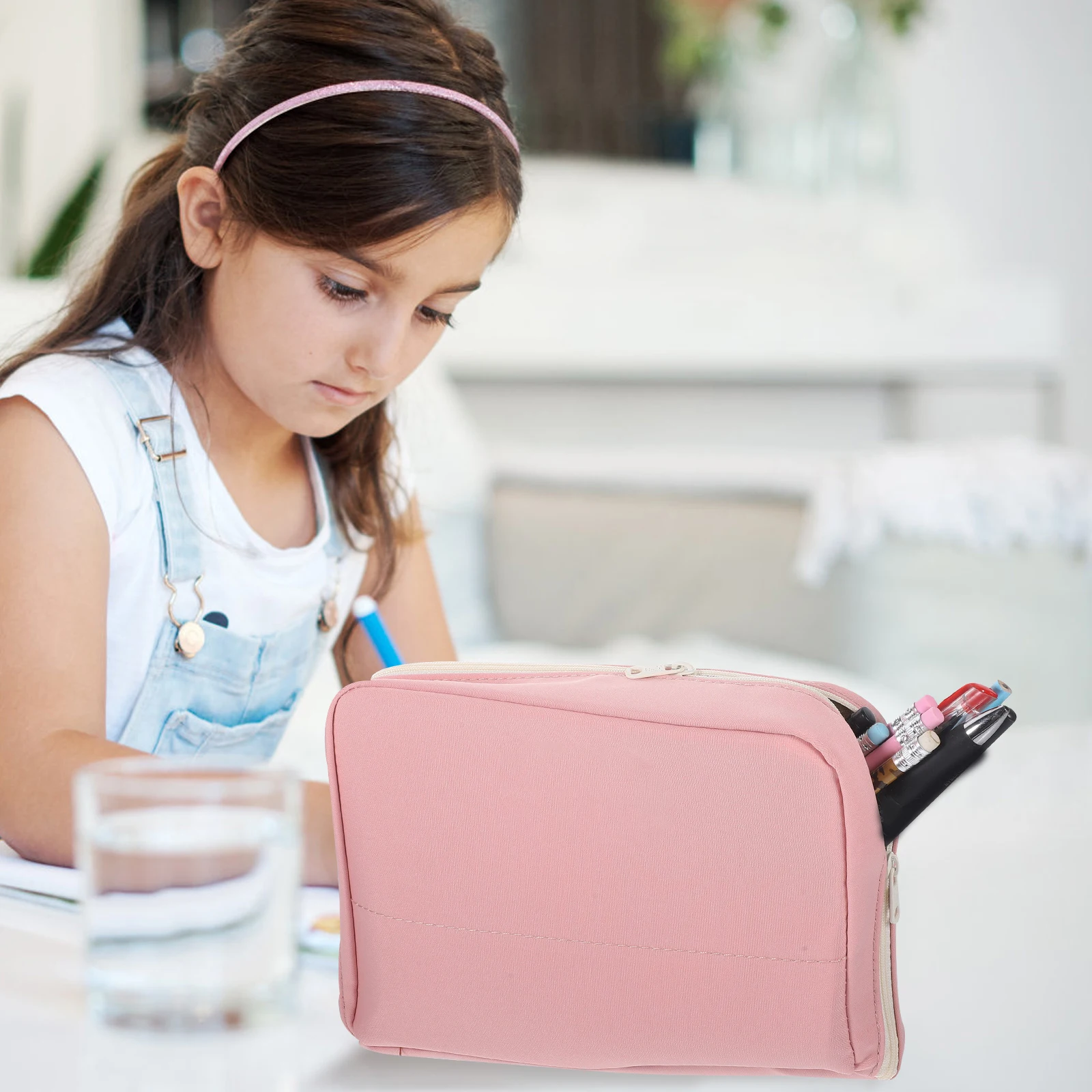 

Pencil Case Stationery Organizer Large Capacity Pouch Holder Storage Box Cute Bag Zipper Canvas Girl