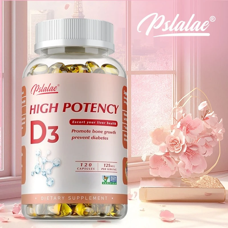 

Vitamin D3 Capsules 125mcg - Helps with Calcium Absorption and Promotes Bone Growth, Dental Health, and Arterial Muscle Function