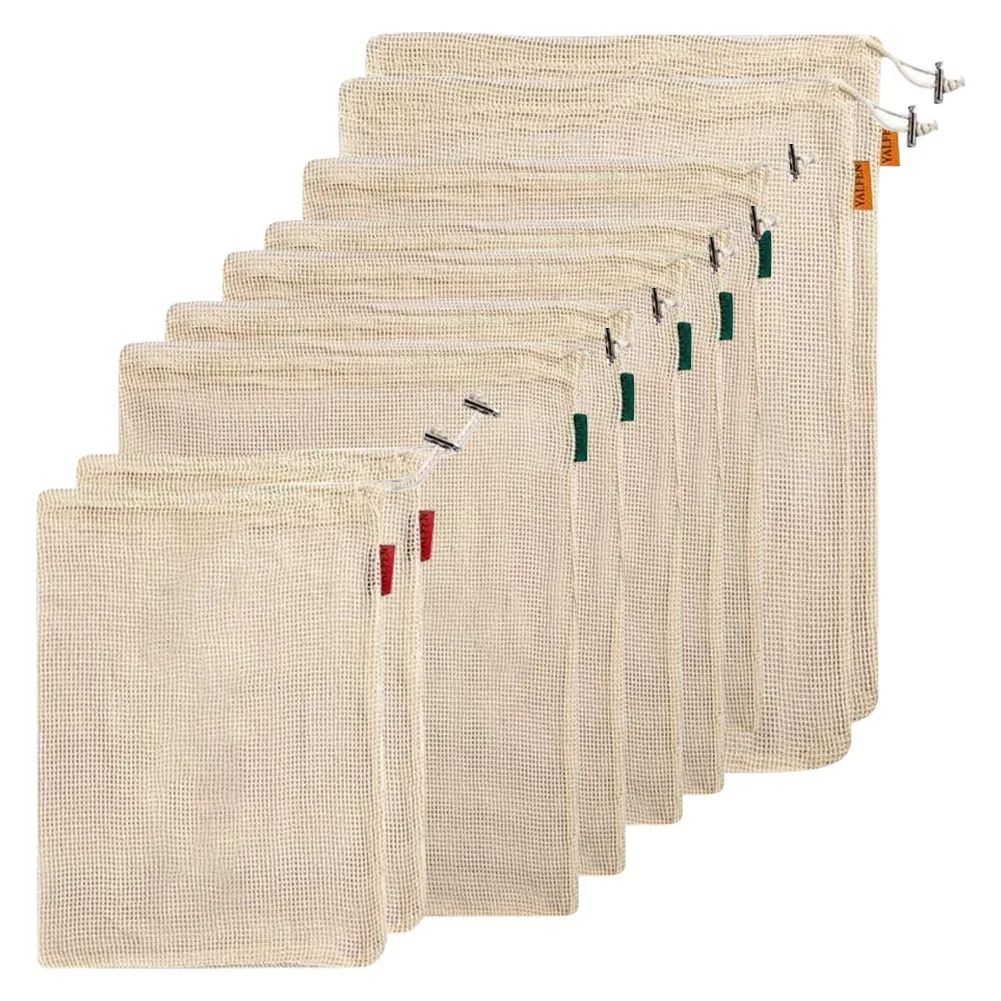 BUY A592Z9 PCS Set of Reusable Mesh Produce Bags for Grocery, Vegetable & Produce Storage Cotton Bags