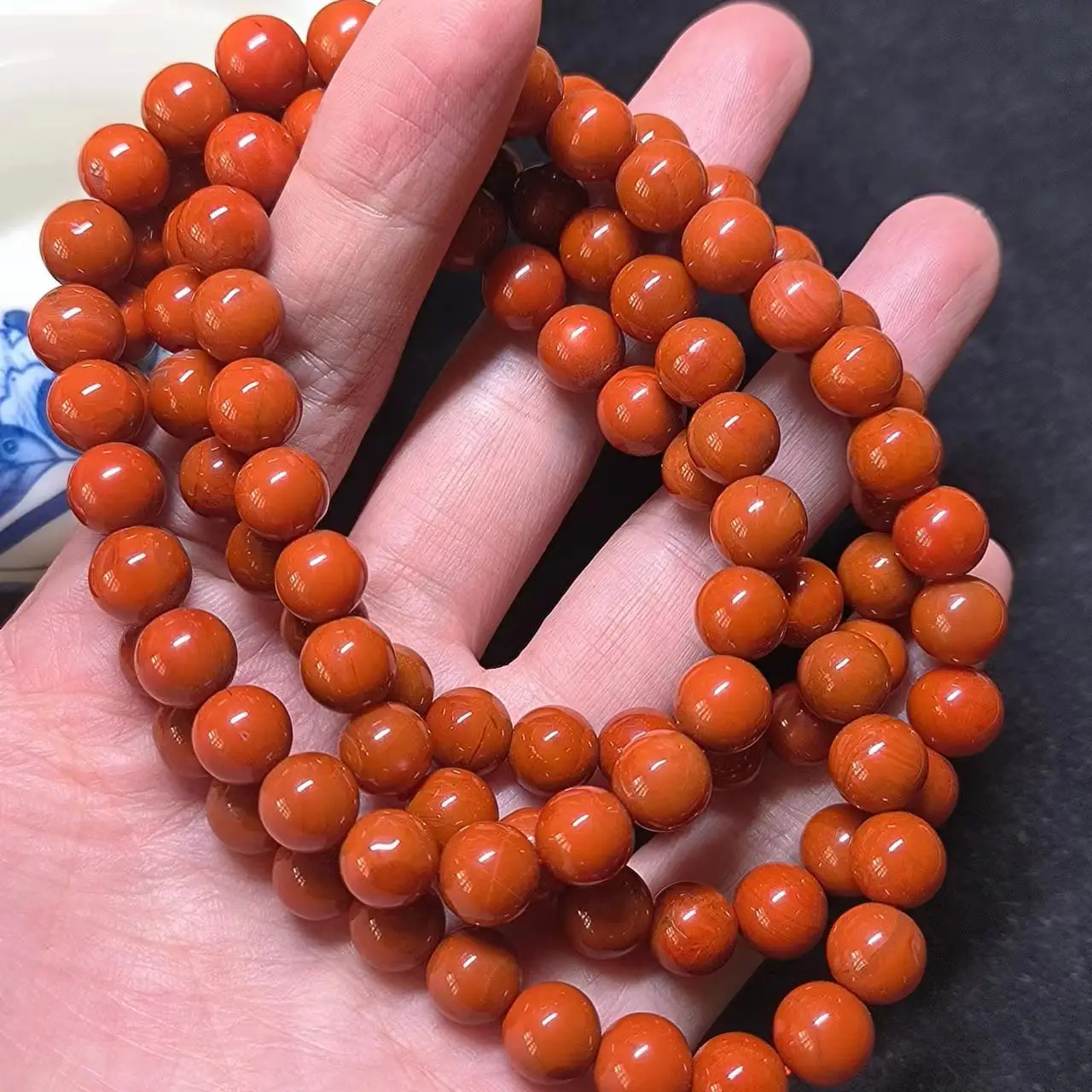 1pcs/lot Natural Red Onyx multi-loop bracelet jade Bright colors persimmon red 108 Buddha beads Simple vogue classical exquisite