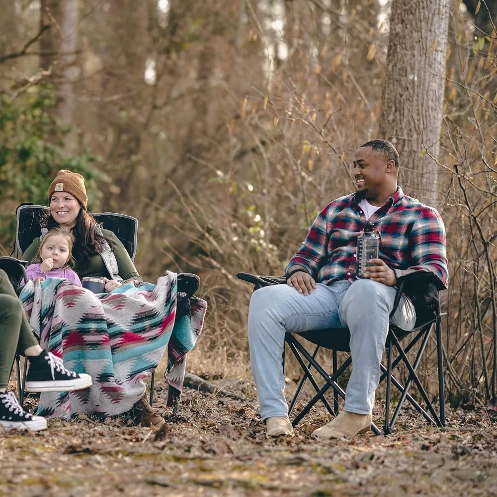 كرسي تخييم عالي التحمل بوزن 800 رطل، قابل للطي مع حامل أكواب بمسند للذراع وجيب، مناسب للاستخدام الخارجي/السفر/النزهة/التخييم #2