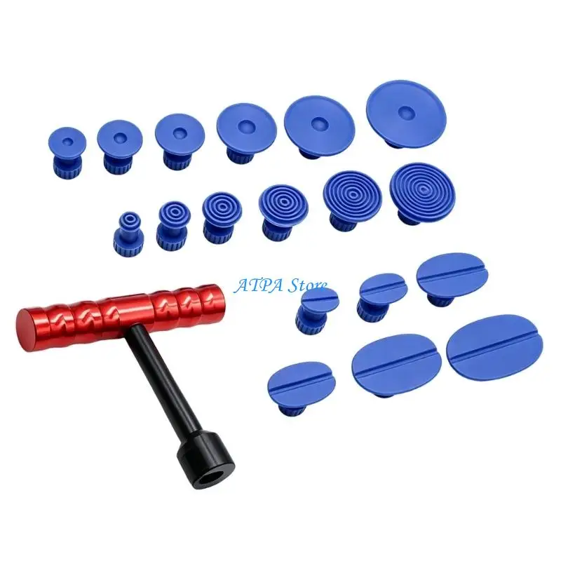 U13C Manual Body Blemish Repair for Small Vehicle Areas, Side Handle Puller with 18 Mixed Pull Heads for Auto Exterior Use at