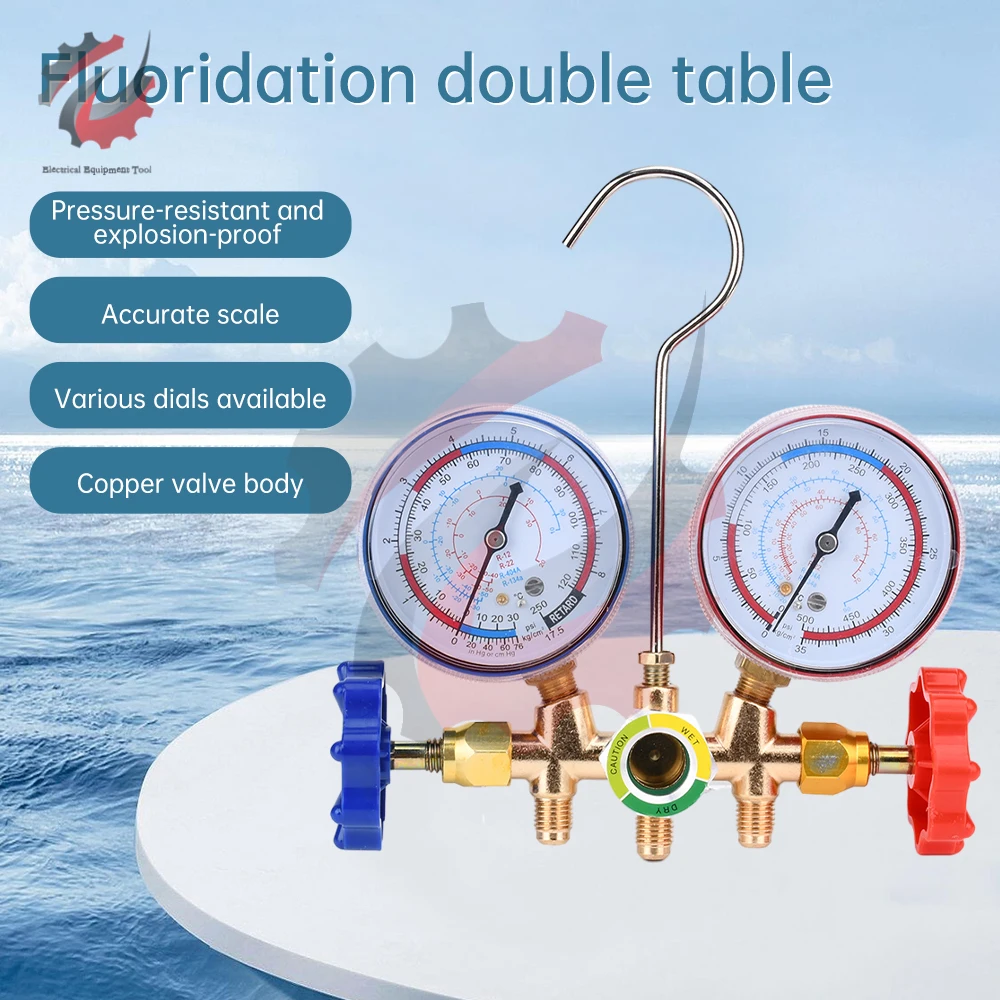 R12 R22 R404A R134A Manometro Aria Condizionata Con Tubo/Gancio Diagnostico Misuratore Collettore Set Servizio di Ricarica per Refrigerazione