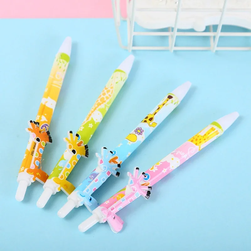 

30PCS Lovely shape giraffe ballpoint pen cartoon deer plastic ballpoint pen push shape ballpoint pen student stationery B