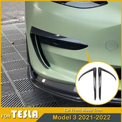 2022 New Car Front Blade Trim For Tesla Model 3 / Y Accessories Carbon Fiber ABS Black Matte White Model3 Tesla Three