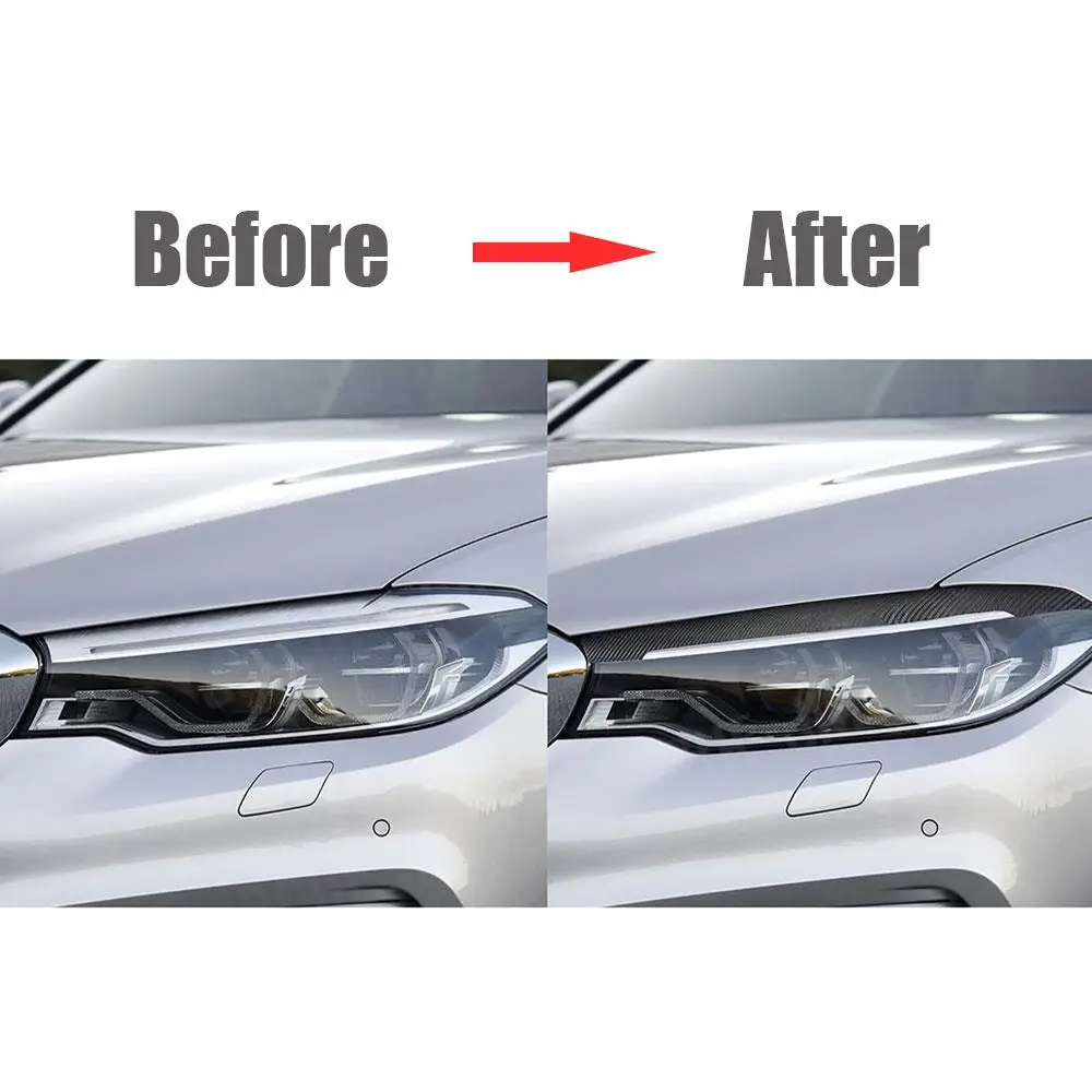 

For BMW 5 Series G30 G38 530i 540i M550i 2017-2023 Carbon Fiber Front Headlight Lamp Eyebrow Trim Hood Sticker Exterior Parts
