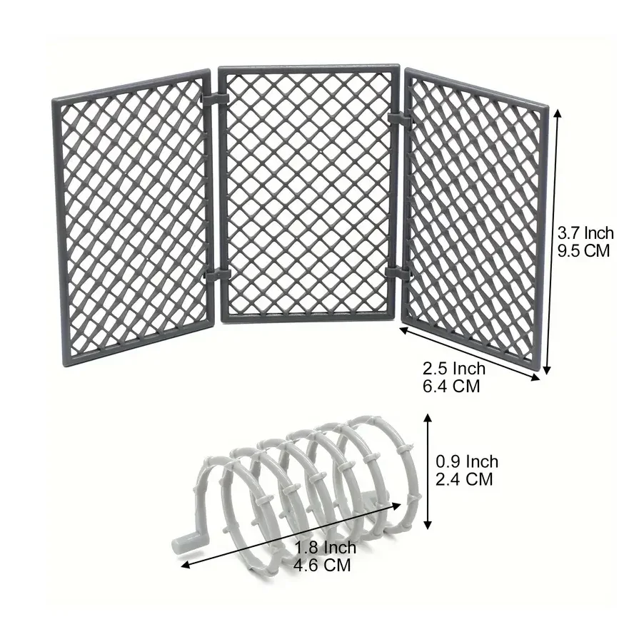 60pcs Police Protective Net & Mesh Wall Roadblock Accessories Bricks for Soldier Figuries DIY Military Building Blocks Set Model