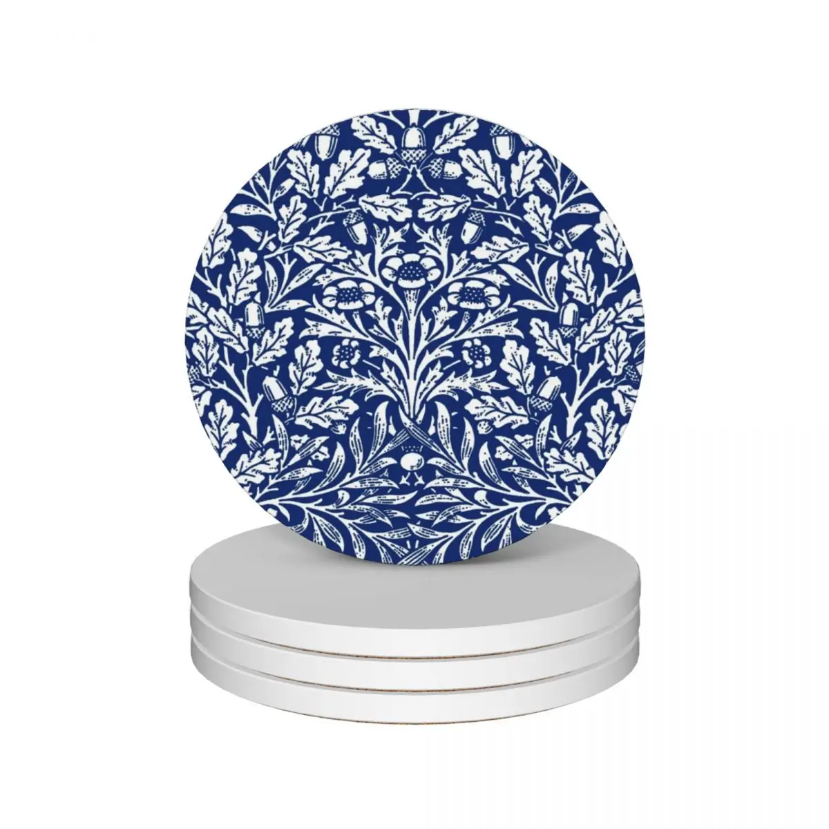 

Art Nouveau Floral Damask, Cobalt Blue and White Ceramic Coasters (Set of 4) tile christmas tea ceramic stand Coasters