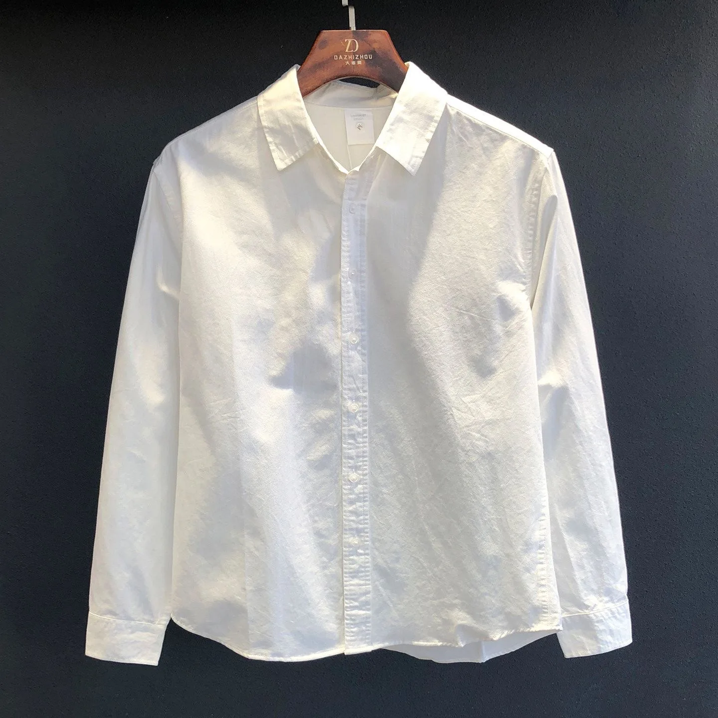 

Retro Japanese Style Men's Casual Pure Cotton Long Sleeve Shirt Spring Autumn White Color Trendy Comfortable Breathable