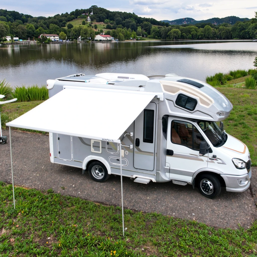 Motorized Camper Awning 250x200cm, Heavy Duty Sun Shade, With LED Light Strip, For Outdoor Travel Van, Camper Modification