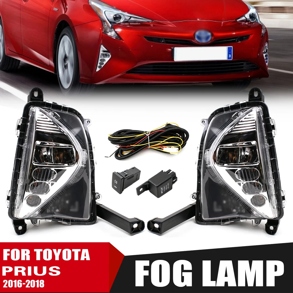 For Toyota Prius Front Bumper Fog Lamp Upgrade Kit 2016-2018 Version Additional Foglight Set with Switch And Wiring