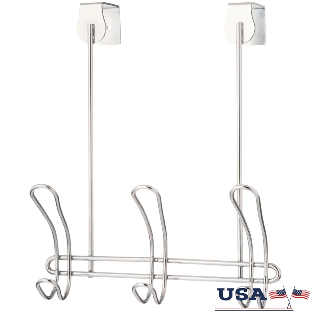 

Стеллаж для хранения над дверью, органайзер с 3 крючками, металлическое подвесное решение, шкаф, ванная комната, спальня, прочная сталь, простая установка