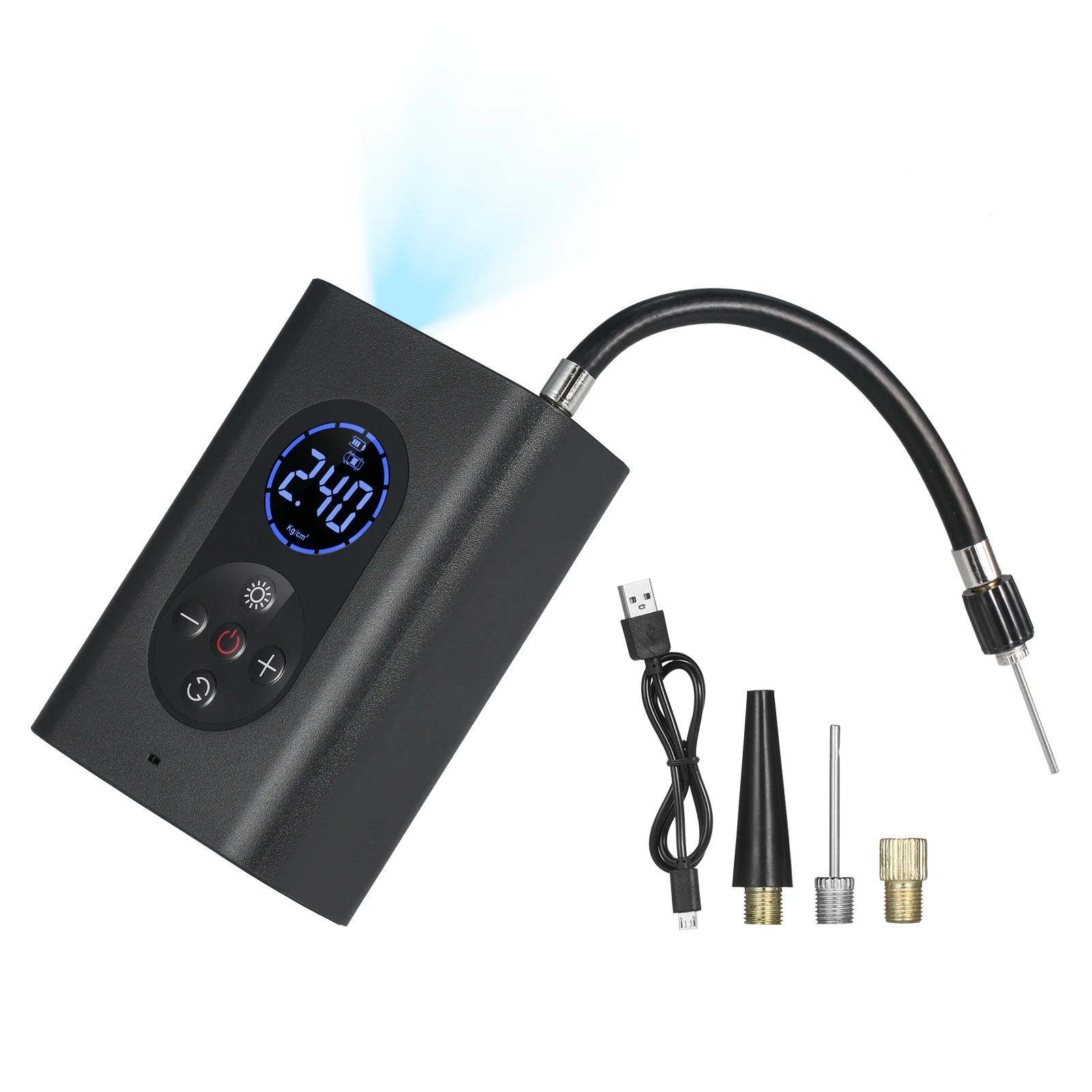 Tire Inflator Portable Air Compressor 150PSI Electric Air Pump with Pressure Gauge LED Light 4000mAh USB Rechargeable
